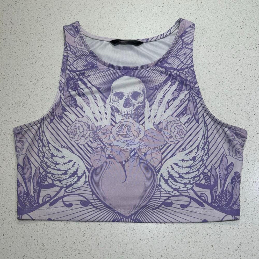 Purple Grunge Y2K Cropped Tank Top